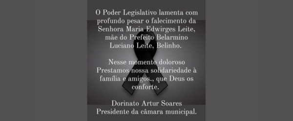 Pesar de Falecimento (Senhora Maria Edwirges Leite)